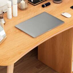 KORVIXA Home Office Study Computer Desk Workstation Desk in Natural - Size: 100 cm - thumbnail 3