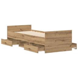 Berkfield Home Full Bed Frame without Mattress Artisan Oak 100x200cm Engineered Wood in Brown - Size: 100x200 cm - thumbnail 5