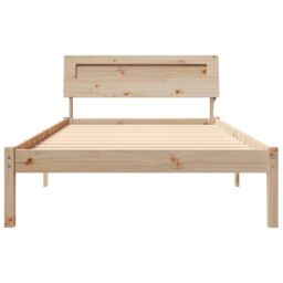 Berkfield Home with LED Strip Lights with Headboard Brown 90 x 190 cm Solid pine wood - thumbnail 5