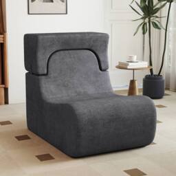 Costway Soft Floor Chair Lazy Sofa w/ Detachable Headrest Reading Chair in Grey
