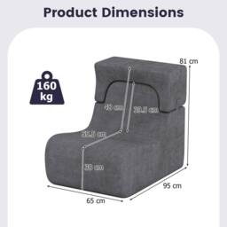 Costway Soft Floor Chair Lazy Sofa w/ Detachable Headrest Reading Chair in Grey - thumbnail 9