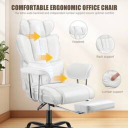 Kelvenix white-Heavy Duty Executive Desk Chair High Back Office Chair in White - Size: 0.6m2 - thumbnail 5
