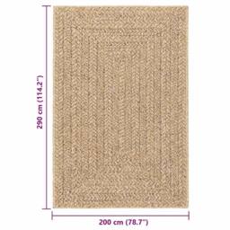 Berkfield Home Rug 200x290 cm Jute Look Indoor & Outdoor in Beige - Size: 100 cm diameter - thumbnail 9