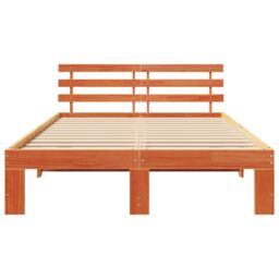 Berkfield Home Pine Wood Bed Frame Wax brown Solid wood 140 x 190 cm - thumbnail 6