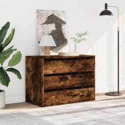 Berkfield Home Corner Chest of Drawers Smoked Oak 80x41x58 cm Engineered Wood in Brown - Size: 80 x 41 x 58 cm - thumbnail 3