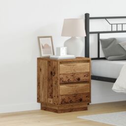 Berkfield Home Bedside Cabinets with LED Lights 2 pcs Old Wood 39x34.5x50 cm in Brown - thumbnail 1
