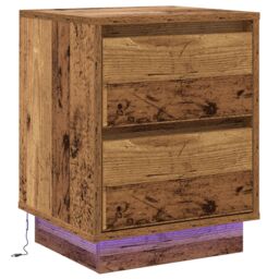 Berkfield Home Bedside Cabinets with LED Lights 2 pcs Old Wood 39x34.5x50 cm in Brown - thumbnail 6