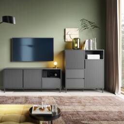 Furniture To Go Avenale Wide TV Cabinet 2 Door 1 Drawer in Anthracite in Dark Grey - thumbnail 5