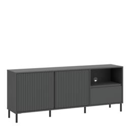 Furniture To Go Avenale Wide TV Cabinet 2 Door 1 Drawer in Anthracite in Dark Grey - thumbnail 2