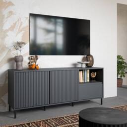 Furniture To Go Avenale Wide TV Cabinet 2 Door 1 Drawer in Anthracite in Dark Grey - thumbnail 4