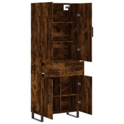 Berkfield Home Highboard Smoked Oak 69.5x34x180 cm Engineered Wood in Brown - thumbnail 4