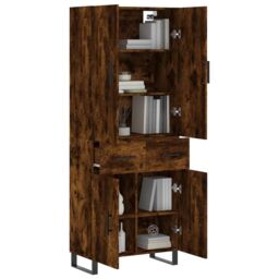 Berkfield Home Highboard Smoked Oak 69.5x34x180 cm Engineered Wood in Brown - thumbnail 3