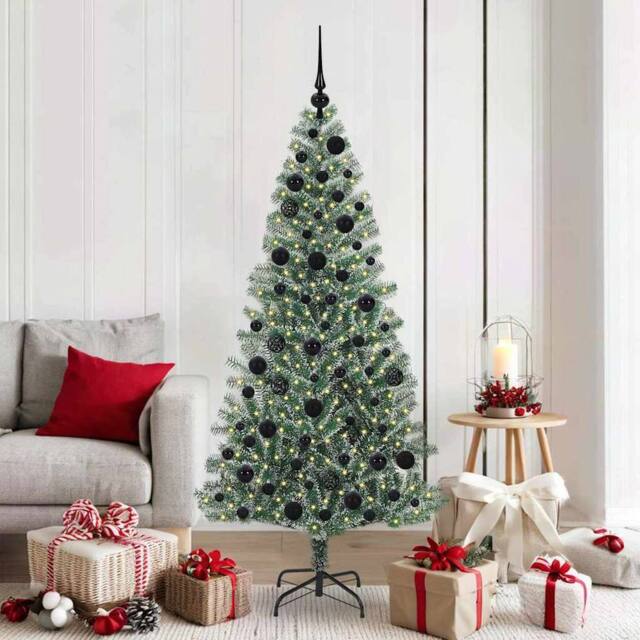 Berkfield Home Artificial Christmas Tree Snow Flocked with LED Light 180 cm in Green - image 1