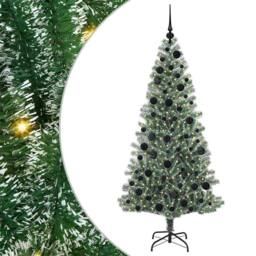 Berkfield Home Artificial Christmas Tree Snow Flocked with LED Light 180 cm in Green - thumbnail 2