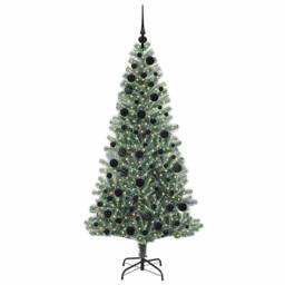 Berkfield Home Artificial Christmas Tree Snow Flocked with LED Light 180 cm in Green - thumbnail 3