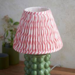 Netlighting Bobble Olive Green Glaze Table Lamp Pink Fabric Ripple Shade 25cm B22 - thumbnail 4