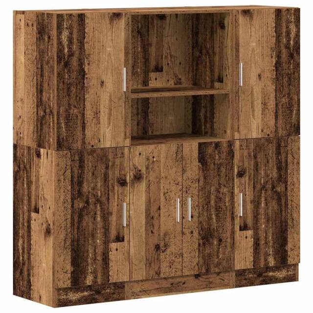 Berkfield Home 3 Piece Kitchen Cabinet Set Old Wood Engineered Wood in Brown - image 1
