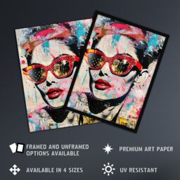 "Artery8 Vintage Lady Sunglasses Portrait Street Pop Art Wall Art Print - Size: W24"" x H32""" - thumbnail 2