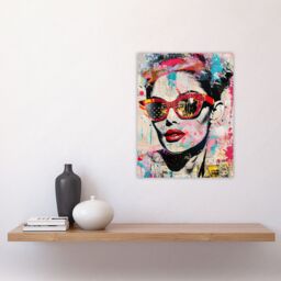 "Artery8 Vintage Lady Sunglasses Portrait Street Pop Art Wall Art Print - Size: W24"" x H32""" - thumbnail 4