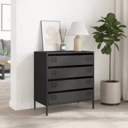 Berkfield Home Sideboard¬†Black 68x39x73.5 cm Cold-rolled Steel in Black - thumbnail 1