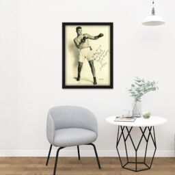 "Artery8 Wall Art Print Boxer Mauler Jack Dempsey Autographed Studio Photo Large Framed Wall Décor Art in Light Oak - Size: W18"" x H24""" - thumbnail 2