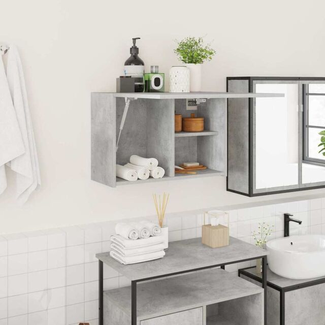 Berkfield Home Bathroom Wall Cabinet Concrete Grey 60x25x40 cm Engineered Wood - Size: 60 x 25 x 40 cm - image 1
