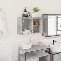 Berkfield Home Bathroom Wall Cabinet Concrete Grey 60x25x40 cm Engineered Wood - Size: 60 x 25 x 40 cm
