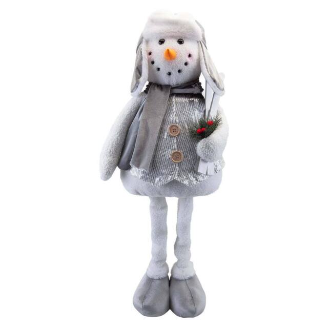 VFM e-Store Christmas Standing Snowman Decoration 62cm x 40cm Silver X 1 - Size: 62 cm x 40 cm - image 1