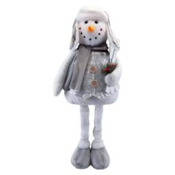 VFM e-Store Christmas Standing Snowman Decoration 62cm x 40cm Silver X 1 - Size: 62 cm x 40 cm - thumbnail 1