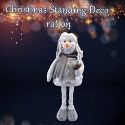 VFM e-Store Christmas Standing Snowman Decoration 62cm x 40cm Silver X 1 - Size: 62 cm x 40 cm - thumbnail 3