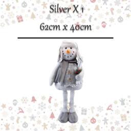 VFM e-Store Christmas Standing Snowman Decoration 62cm x 40cm Silver X 1 - Size: 62 cm x 40 cm - thumbnail 2