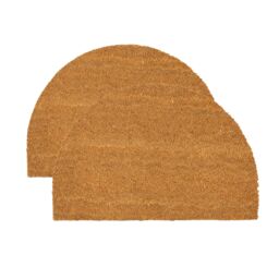 Nicola Spring Half Moon Coir Door Mats - 60 x 40cm - Set of 2 in Brown - Size: 40 cm x 60 cm