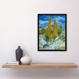Artery8 Vincent van Gogh Framed Wall Art Print The Poplars at Saint Remy in Blue - Size: A4 - thumbnail 2
