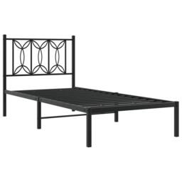 Berkfield Home Metal Bed Frame without Mattress with Headboard Black 80x200cm - Size: 80x200 cm - thumbnail 3