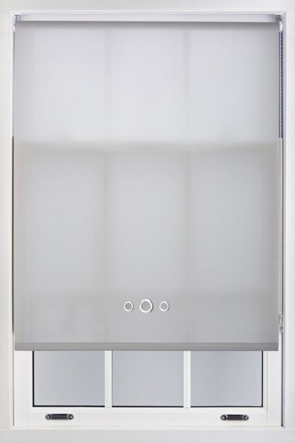 Furnished Grey Daylight Roller Blind with Triple Chrome Round Eyelets - Trimmable Window Shade - Size: 210 cm width x 210 cm drop - image 1