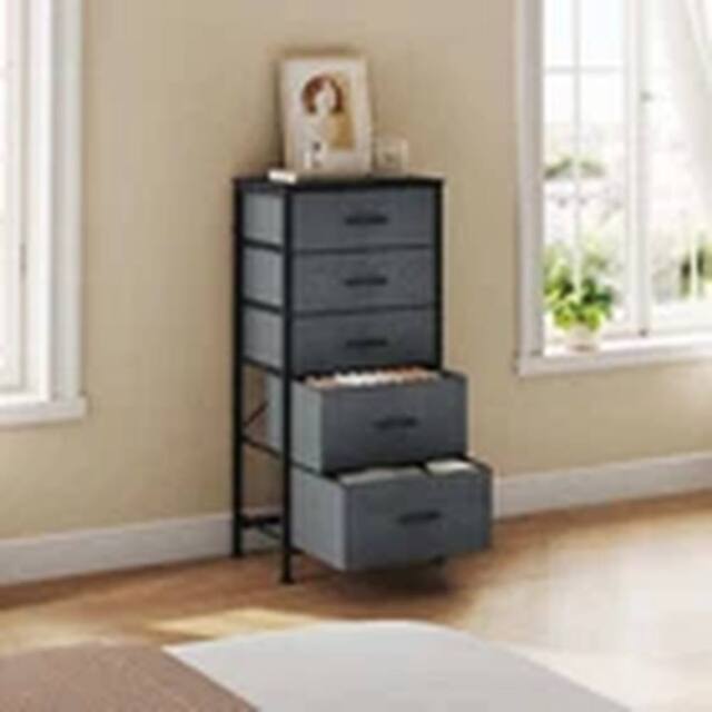EONLION 5-Drawer Fabric Storage Chest Organizer for Bedroom Bedside Cabinet in Grey - image 1