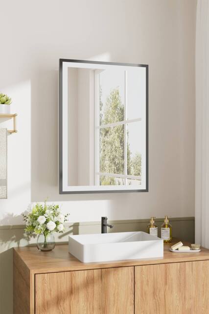 Living and Home Modern Black Surface Mount LED Mirror Cabinet - image 1