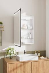 Living and Home Modern Black Surface Mount LED Mirror Cabinet - thumbnail 2