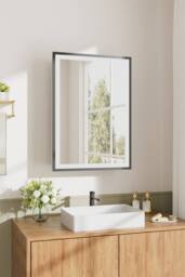 Living and Home Modern Black Surface Mount LED Mirror Cabinet - thumbnail 1