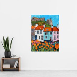 "Artery8 Summer Day in English Town Tulips Colourful Wall Art Print - Size: W18"" x H24""" - thumbnail 4