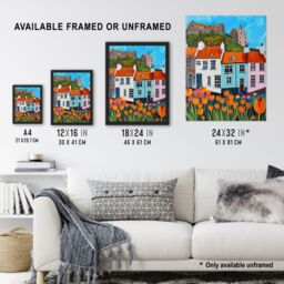 "Artery8 Summer Day in English Town Tulips Colourful Wall Art Print - Size: W18"" x H24""" - thumbnail 3