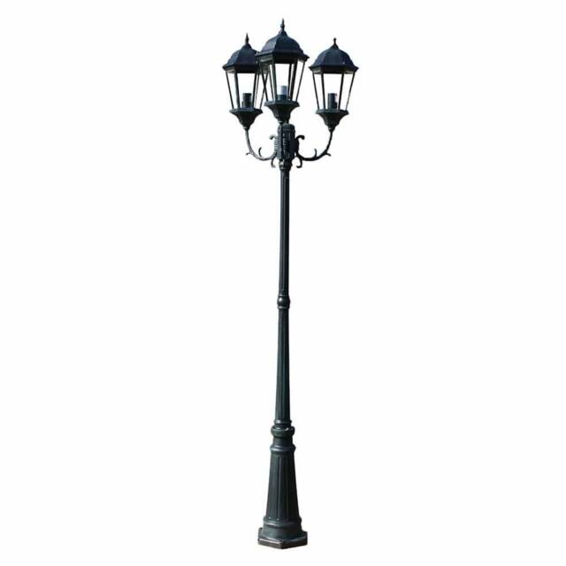 Berkfield Home Garden Light Post 3-arms 230 cm Dark Green/Black Aluminium in Green - image 1