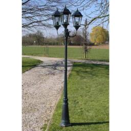 Berkfield Home Garden Light Post 3-arms 230 cm Dark Green/Black Aluminium in Green - thumbnail 2