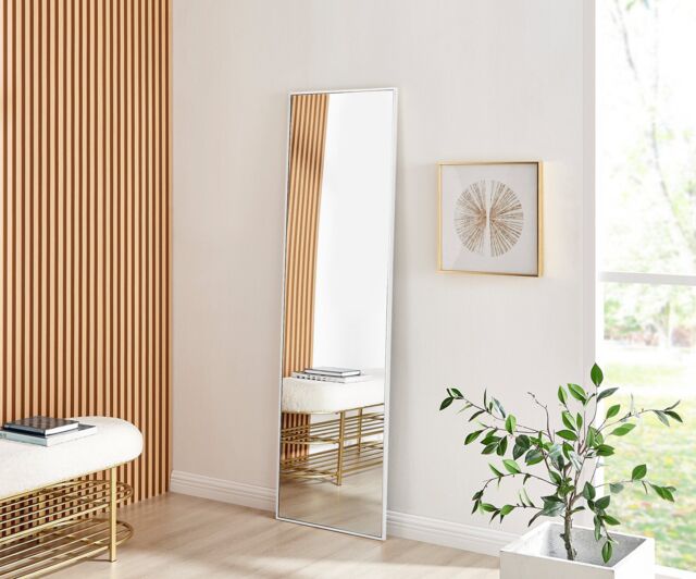 FurnitureboxUK Emma Full Length Extra Large 170x50cm Framed Rectangular Vertical Living Room Hallway Wall Mirror in White - Size: 170x50 cm - image 1