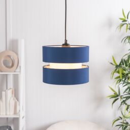 ValueLights Sophia Pair of Two Small 26cm Drum Easy Fit Ceiling Light Lamp Shades in Navy - Size: 10 inches - thumbnail 5