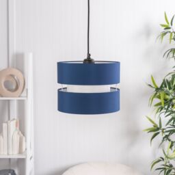 ValueLights Sophia Pair of Two Small 26cm Drum Easy Fit Ceiling Light Lamp Shades in Navy - Size: 10 inches - thumbnail 3