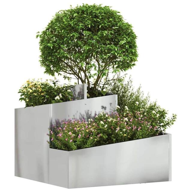 Berkfield Home Metal Planter Galvanised Galvanised Steel Medium Metal Planter in Silver - image 1