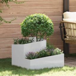 Berkfield Home Metal Planter Galvanised Galvanised Steel Medium Metal Planter in Silver - thumbnail 2