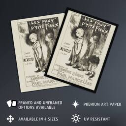 "Artery8 Poor Little Things Poster Sketch Steinlen Framed Wall Art Print in White - Size: W12"" x H16""" - thumbnail 2