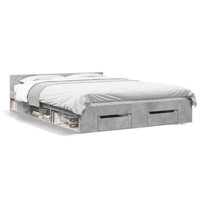 Berkfield Home Bed Frame with Drawers without Mattress Concrete Grey 120x200 cm - Size: Small Double - image 1